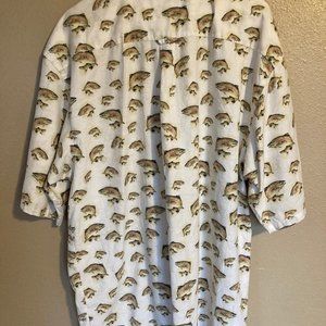 COLUMBIA SPORTSWEAR SHIRT - LARGE - VERY COOL - RAINBOW TROUT - LOTS OF FISH
